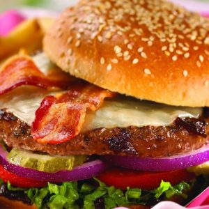 Burger American + cartofi wedges + sos+ Fresher